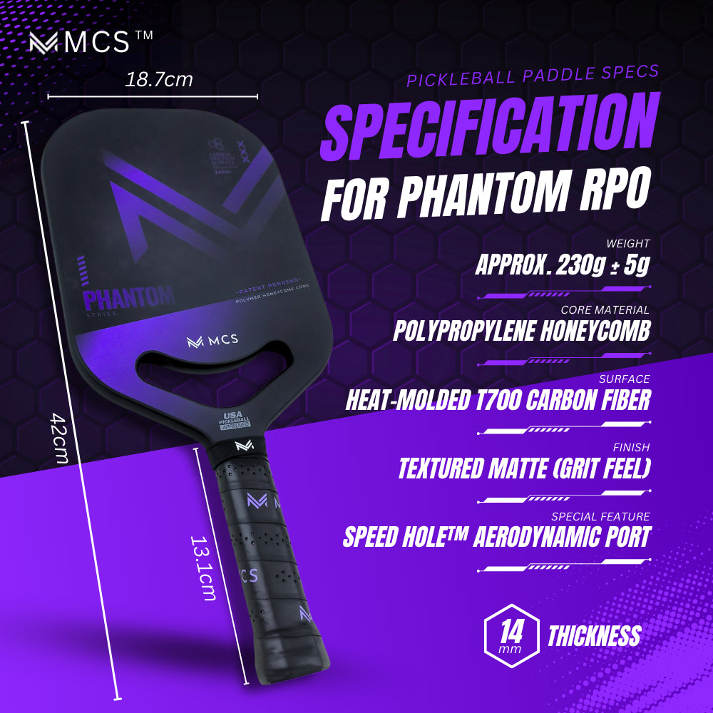 MCS 14 mm PHANTOM PRO Edgeless Pickleball Paddle