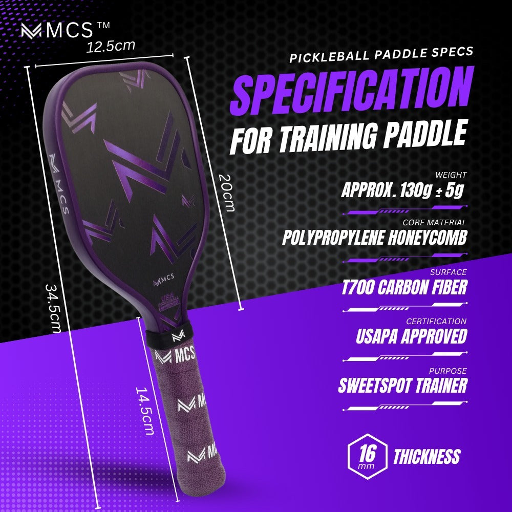 MCS Pickleball T700 Carbon Training Paddle Sweet Spot Trainer
