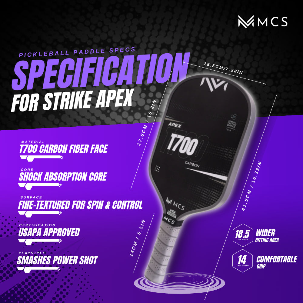 MCS APEX T700 Carbon Pickleball Paddle