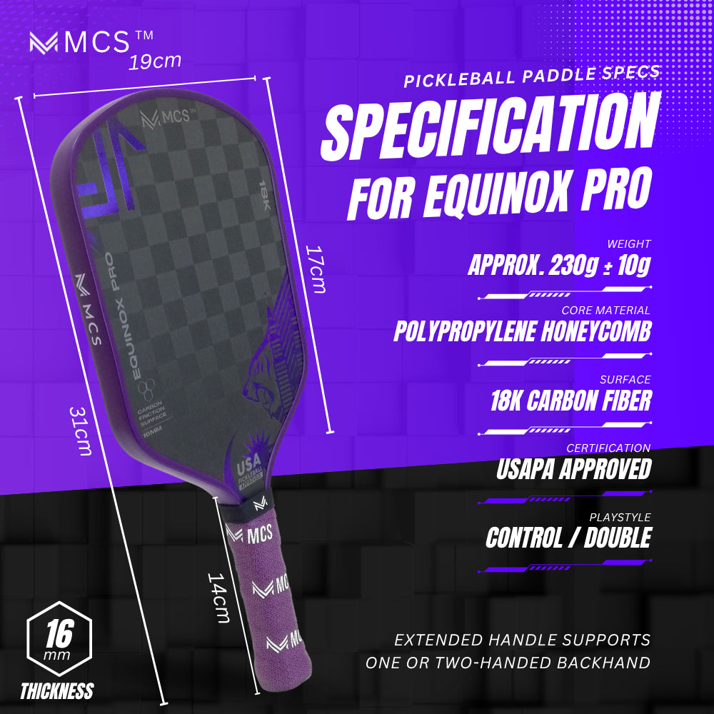 MCS Pickleball 18K Carbon Fiber EQUINOX PRO Pickleball Paddle
