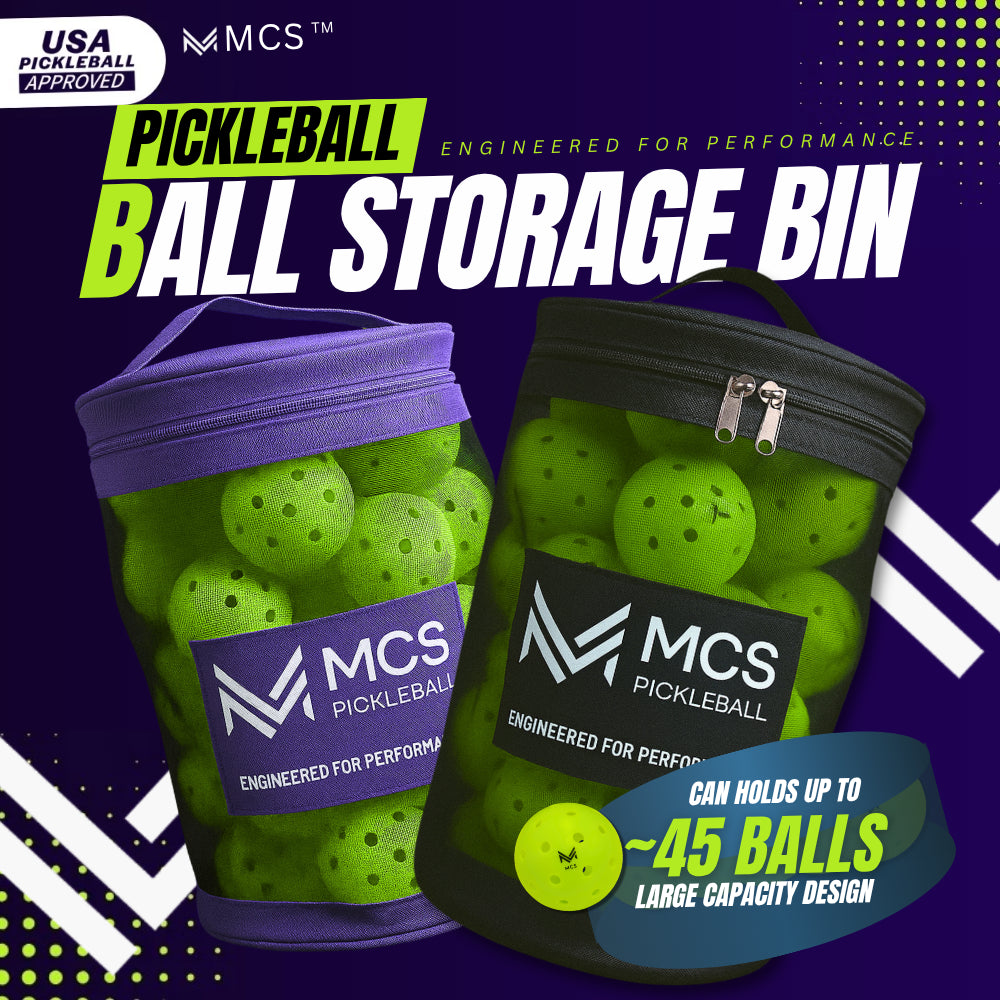 MCS Pickleball Ball Storage Bin Mesh Bag Holds 45 Balls
