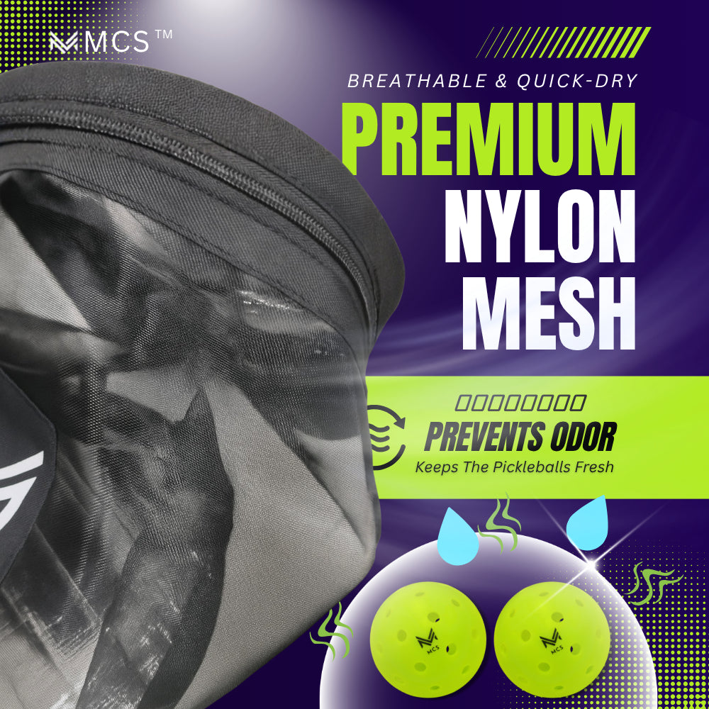 MCS Pickleball Ball Storage Bin Mesh Bag Holds 45 Balls
