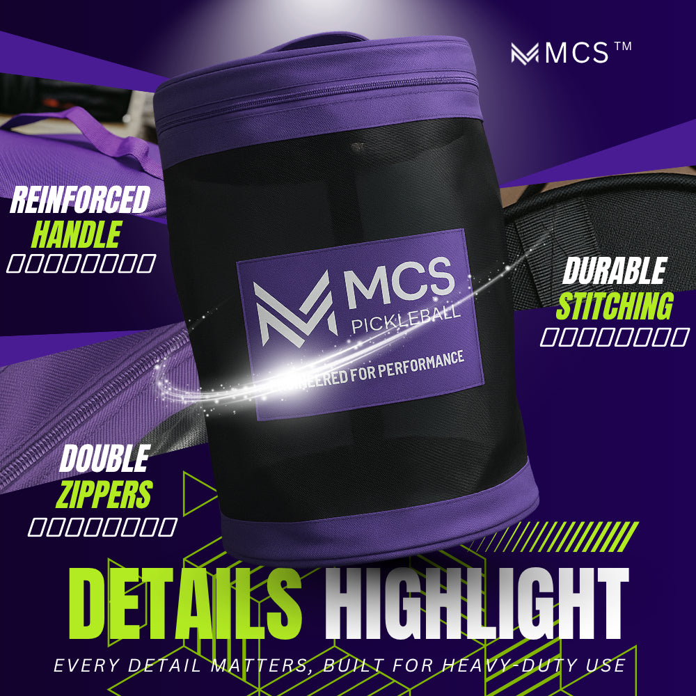 MCS Pickleball Ball Storage Bin Mesh Bag Holds 45 Balls