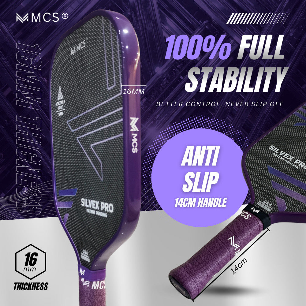 MCS SILVEX PRO Titanium Pickleball Paddle – Extreme Spin & Power