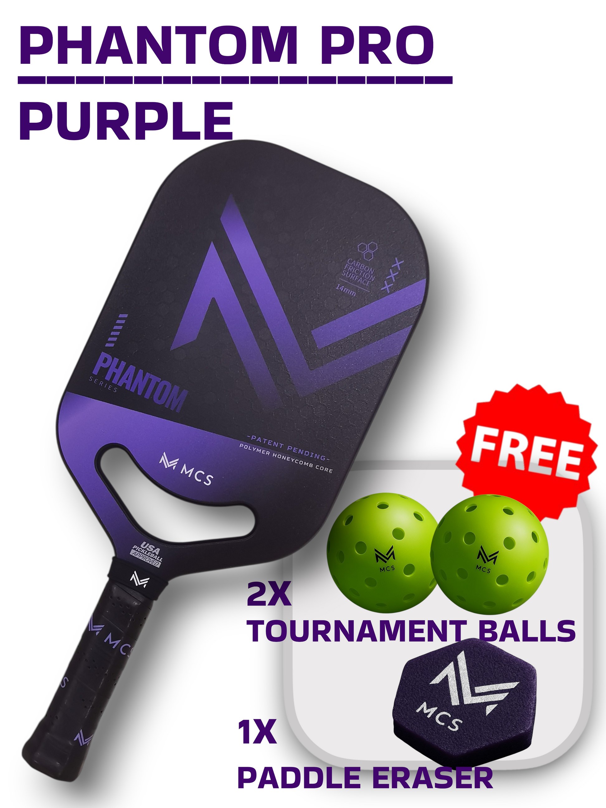 MCS 14 mm PHANTOM PRO Edgeless Pickleball Paddle